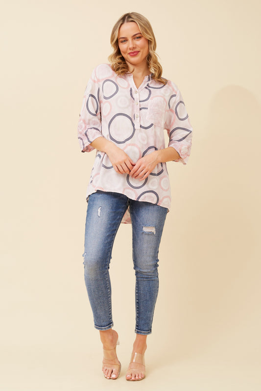 Blake Circle Print Sequin Top T515474 Pink