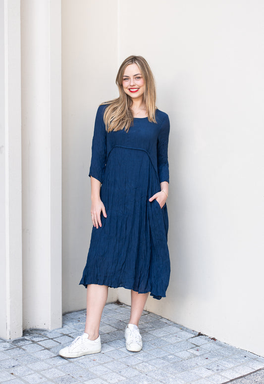 Anni Tunic Midi Dress - Navy 38638K