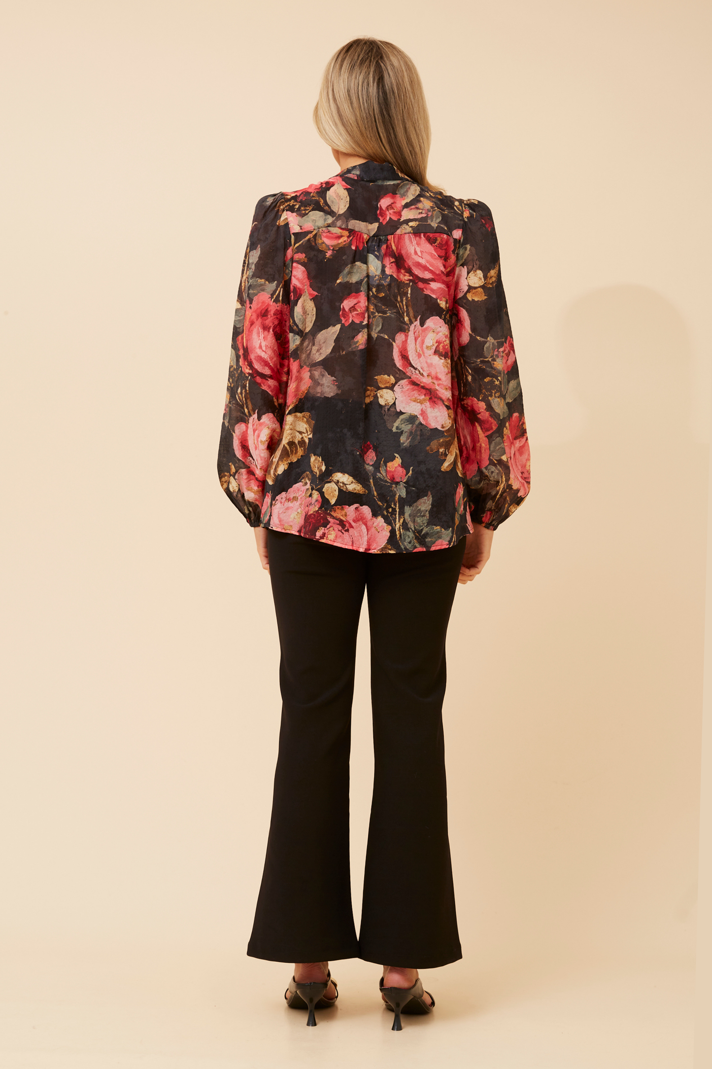 Siyra Floral Party Blouse T526989 BLACK