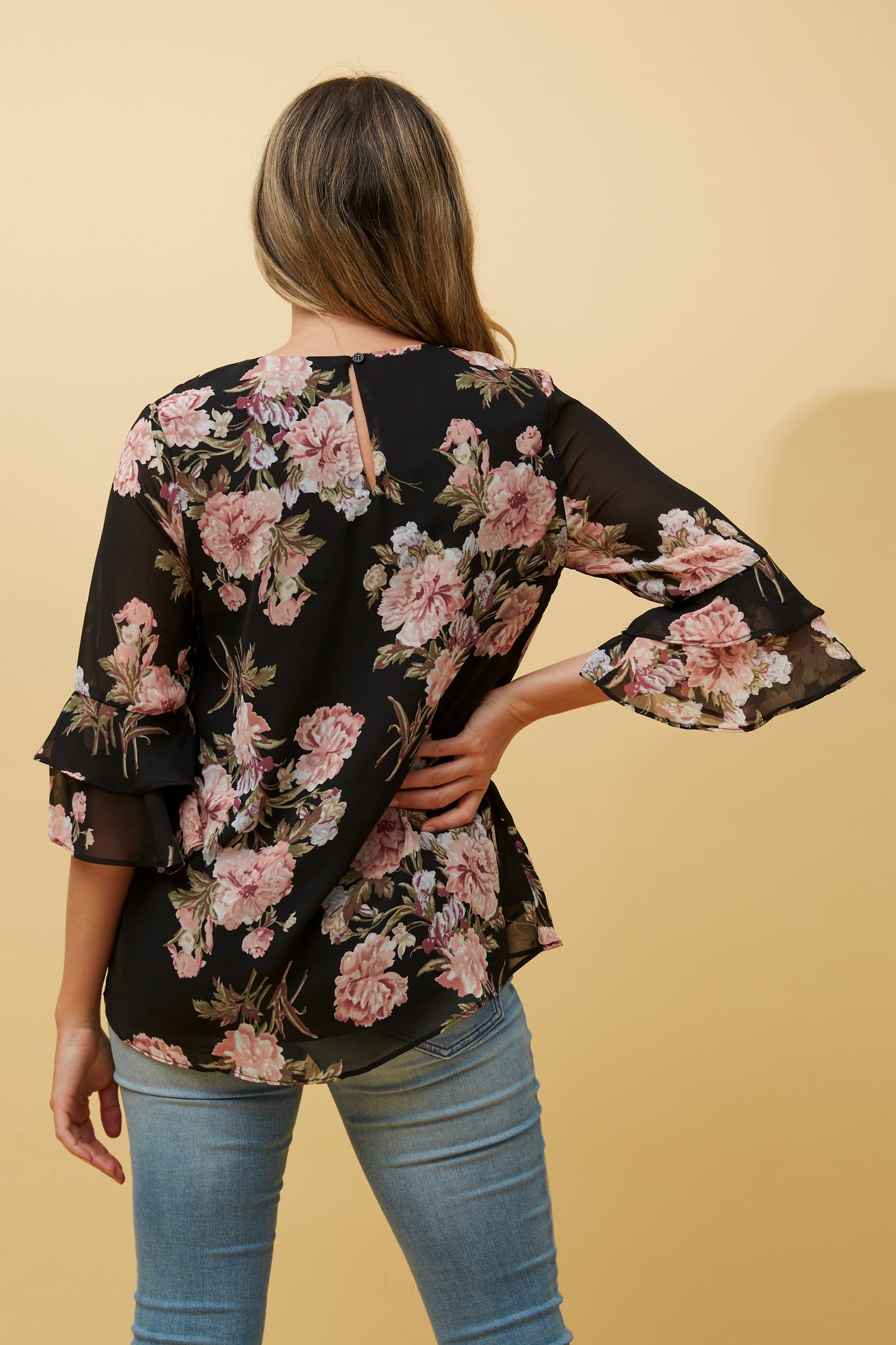 Nia Frill Sleeve Floral Print T515245