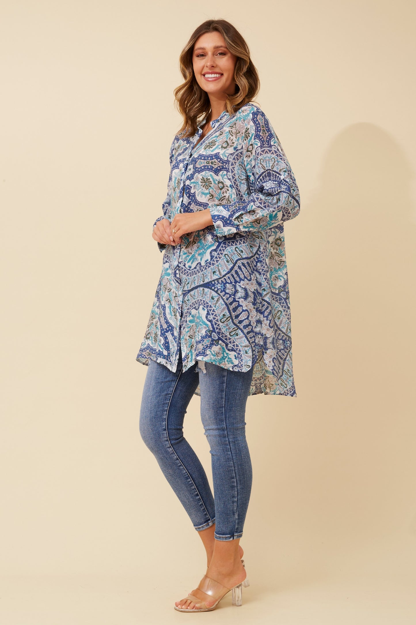 Floral Tunic Top T520241 - Indigo