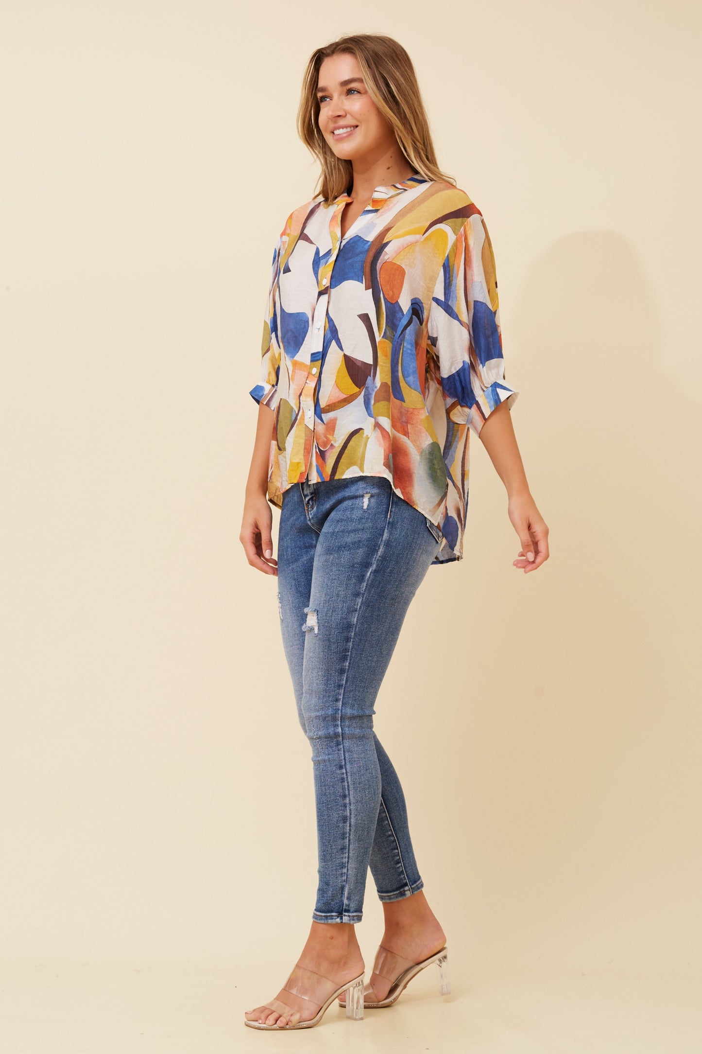 Lotus Print Blouse T519117 Blue