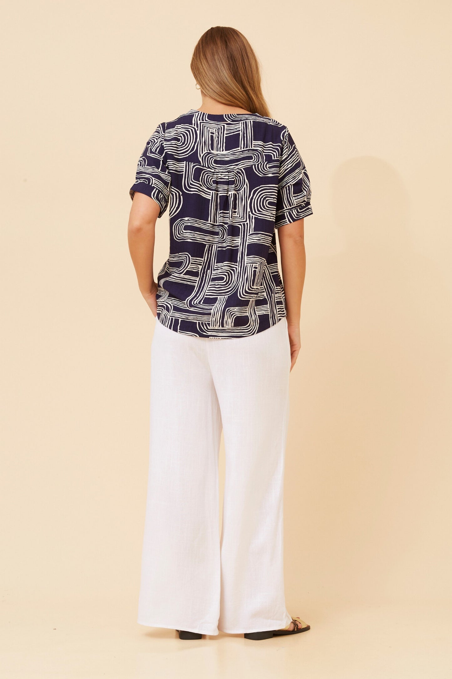 Carolyn Abstract Printed Top T525887 Navy