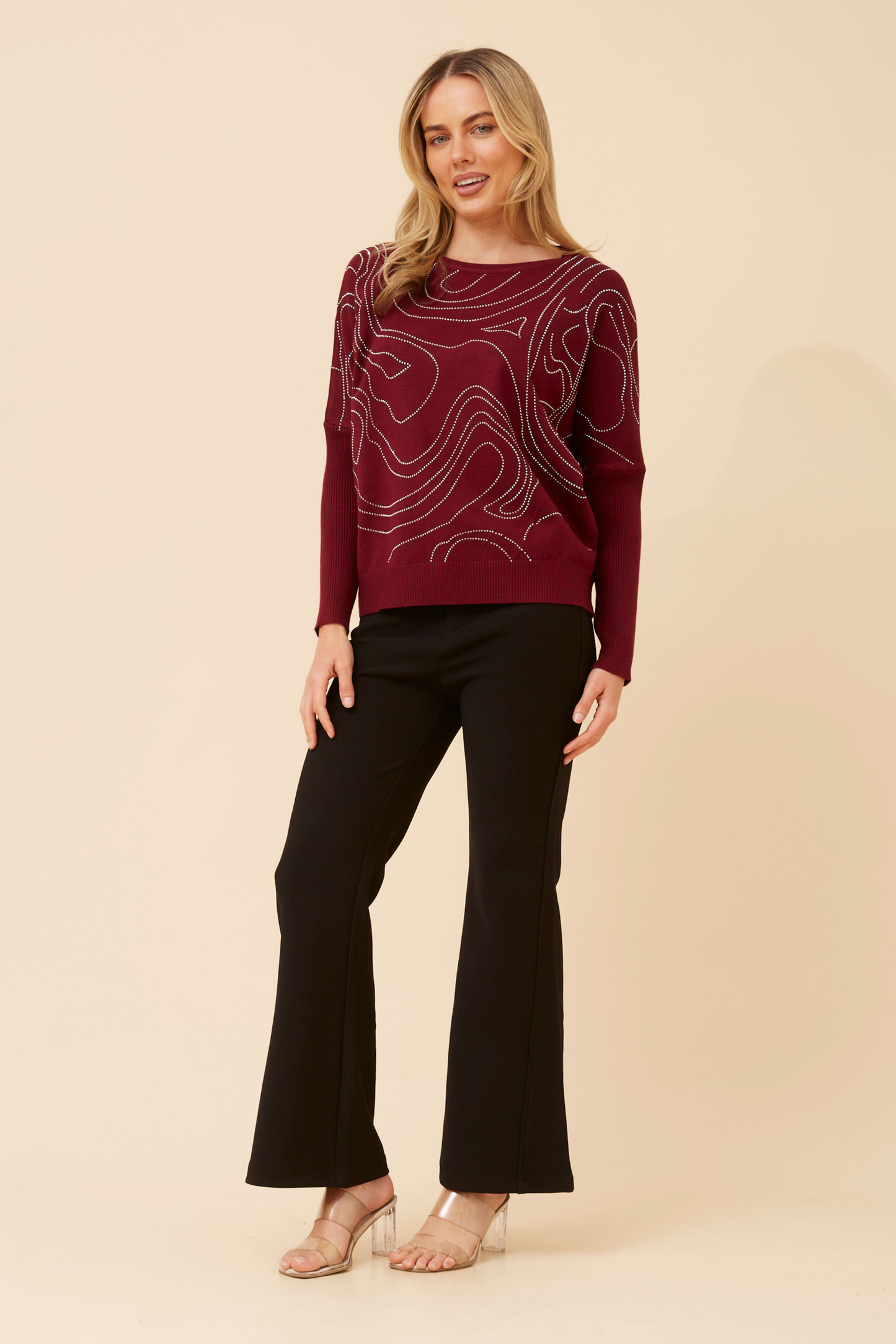 Rylin Diamante Knit Kp177129 Wine