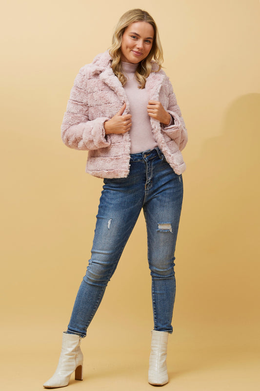 Ava Faux Fur Jacket J511031 Blush