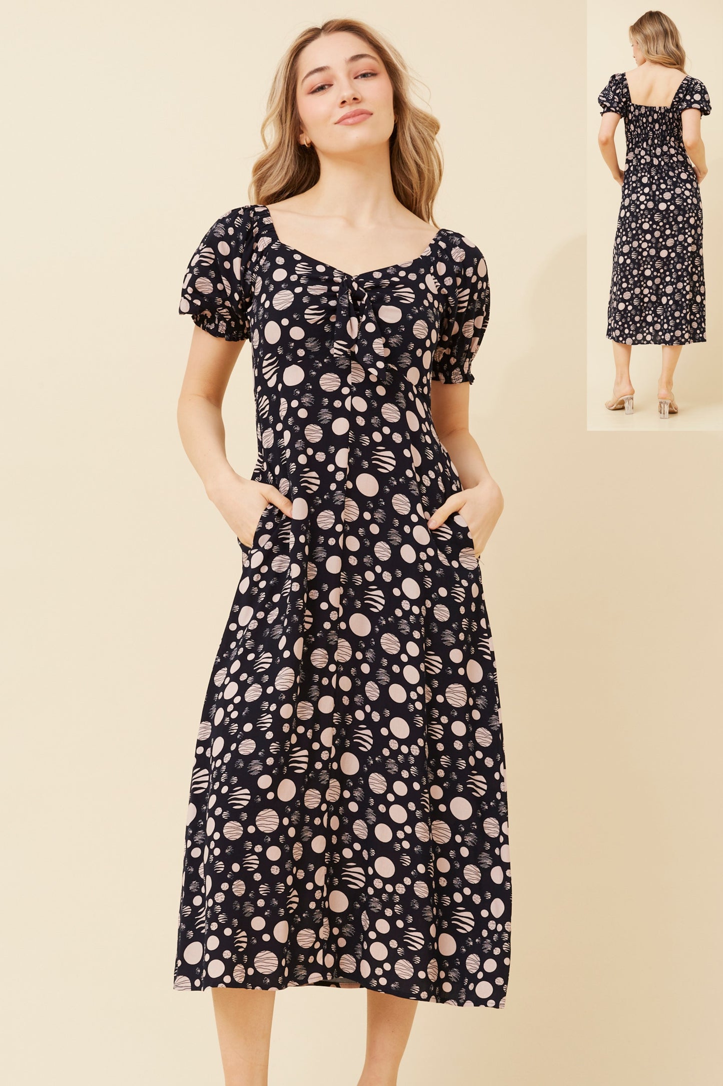 Anne Polka dot Print Dress - Navy D520357