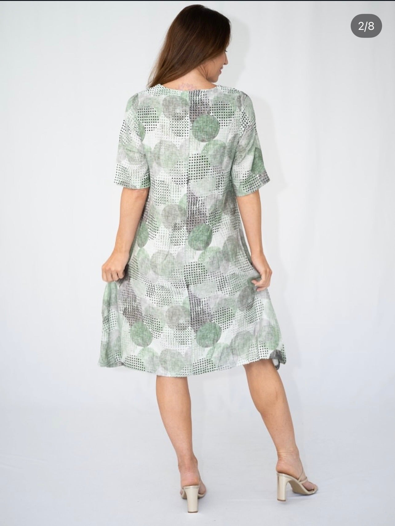 Cia Circular Glitter Print Tunic Dress 38921-3 -Sage