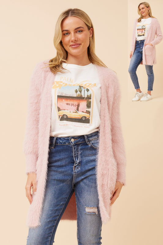 Davie Long Sleeves Eyelash Knit Cardigan KC522871 - Blush