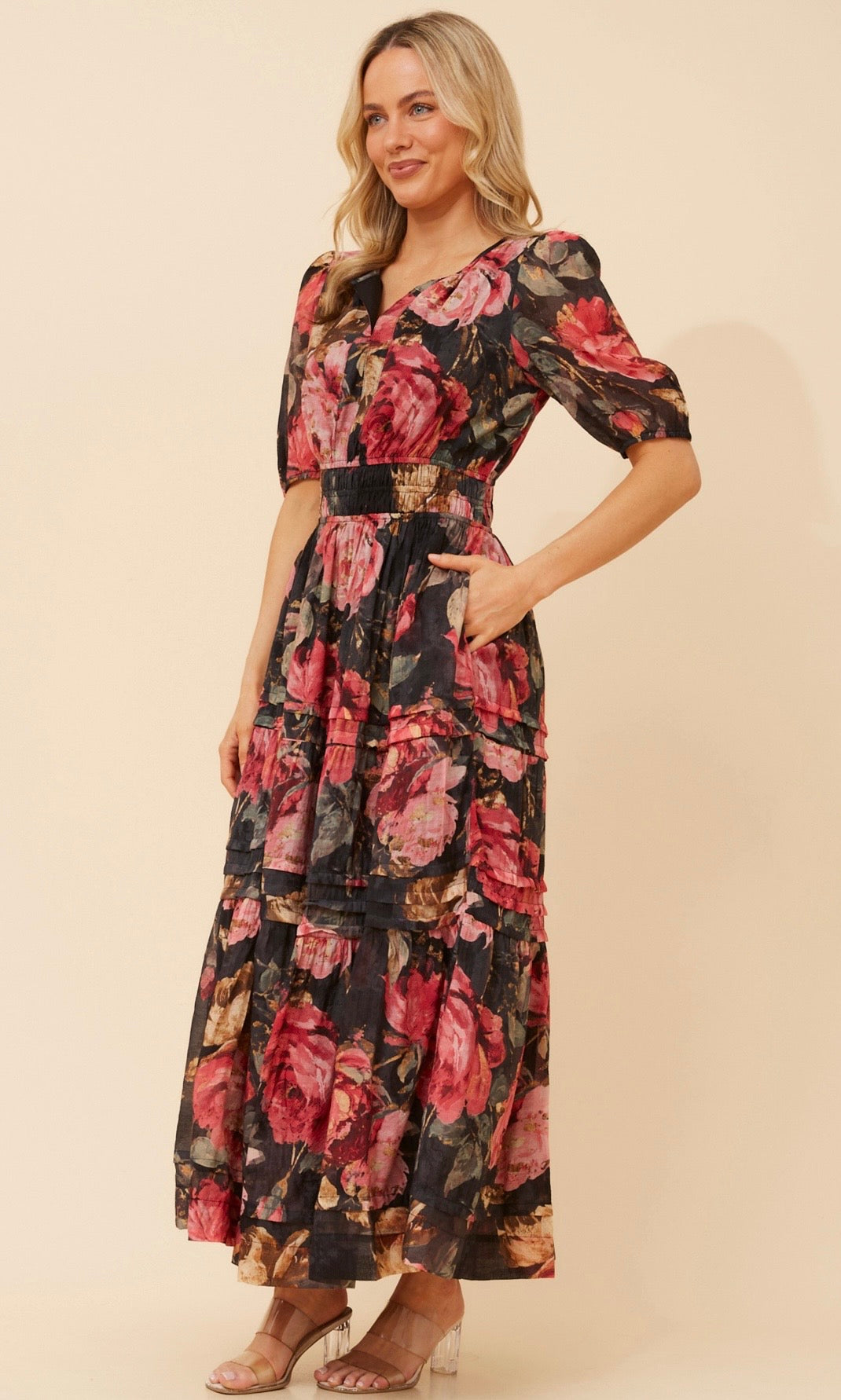 Emberly Floral Dress D527022 Hot Pink