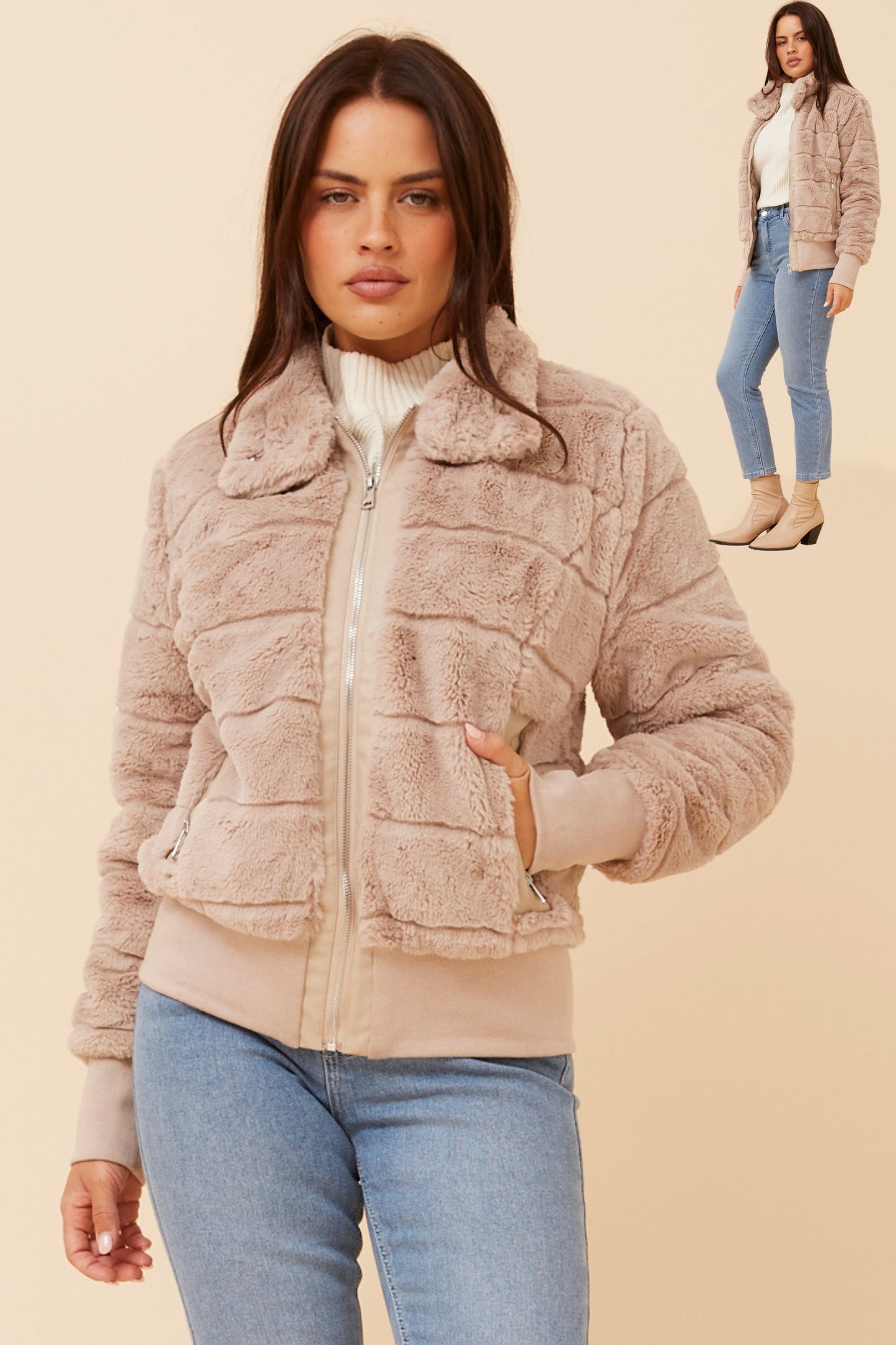 Aurora Faux Fur Beige J515278