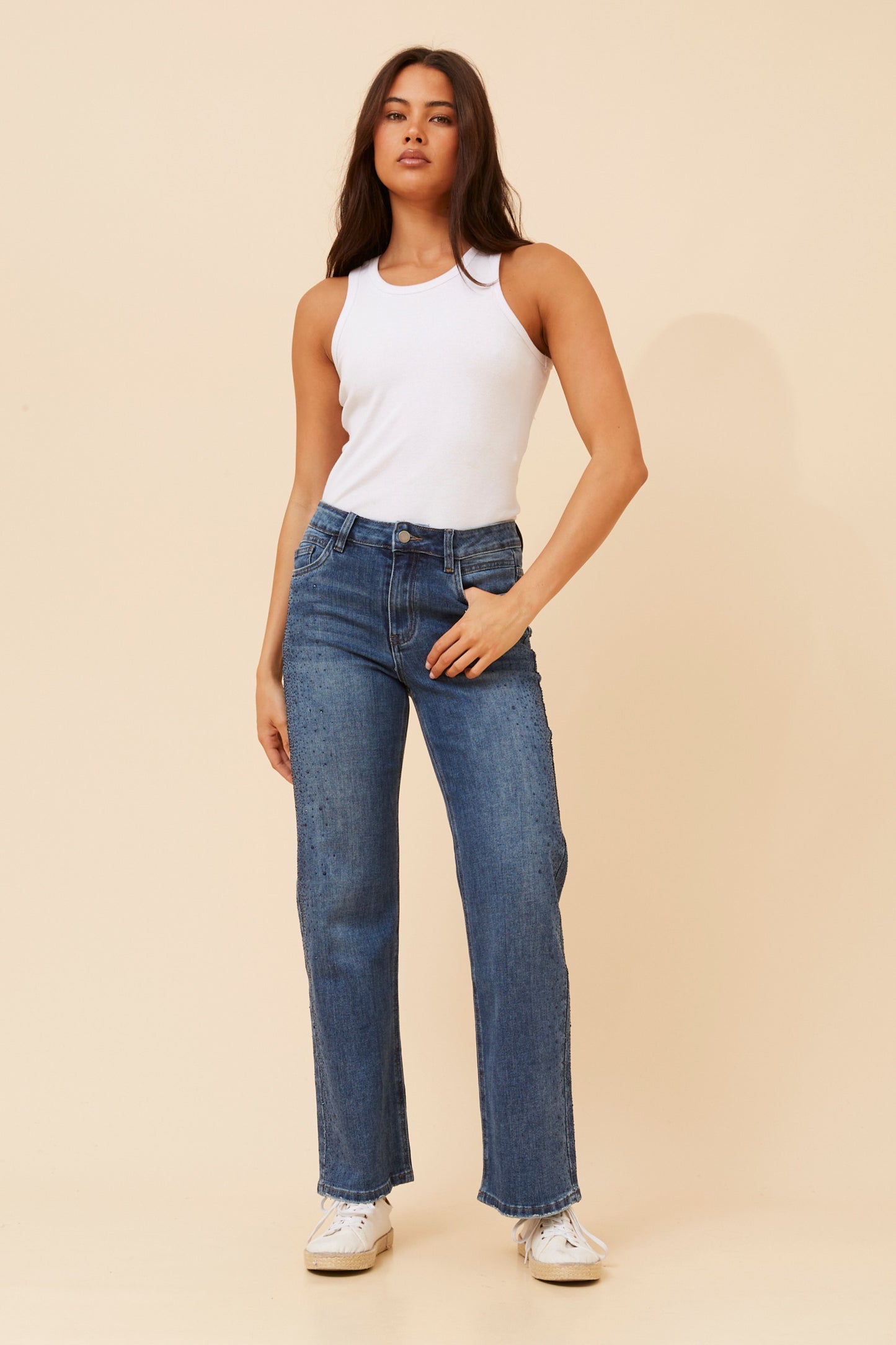 Nish Diamante Denim Pants P524856