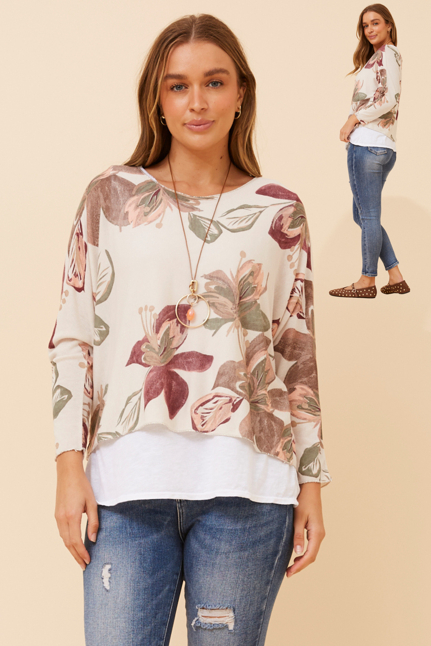 Vona Layered Top T526212 Stone