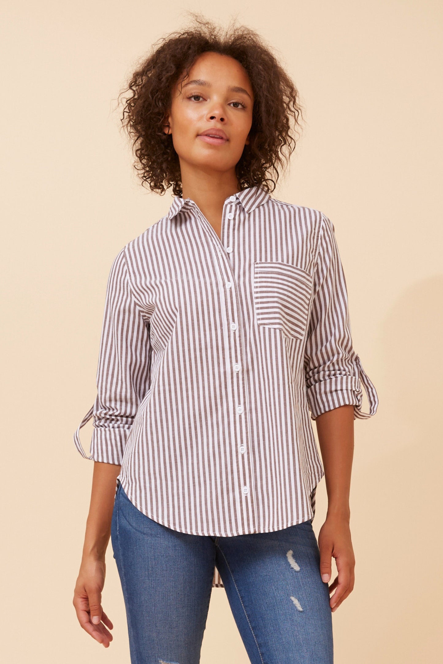 Ruby Stripe Collared Shirt T511921