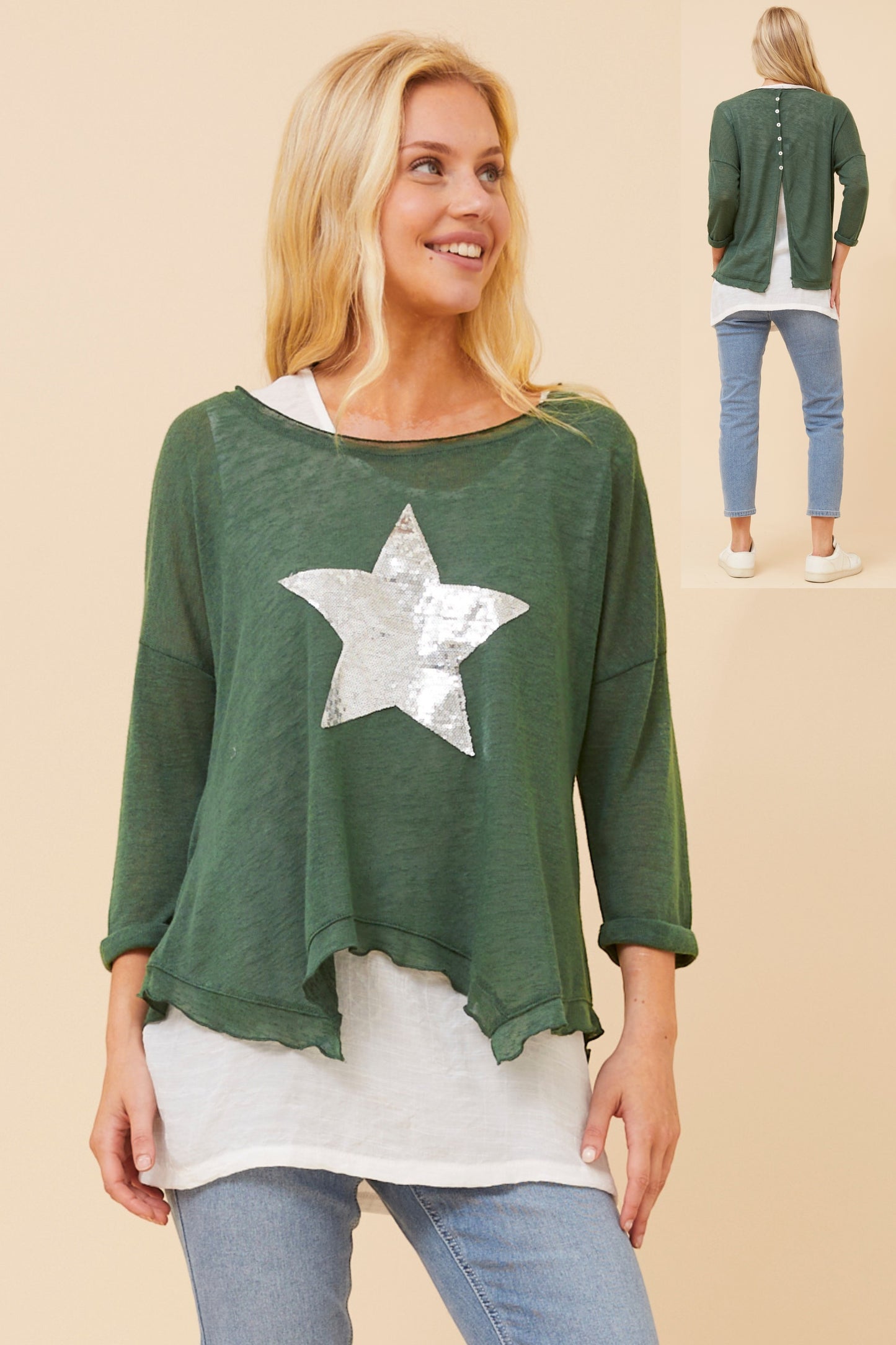 Axel Star Print Blouse T508236 Emerald