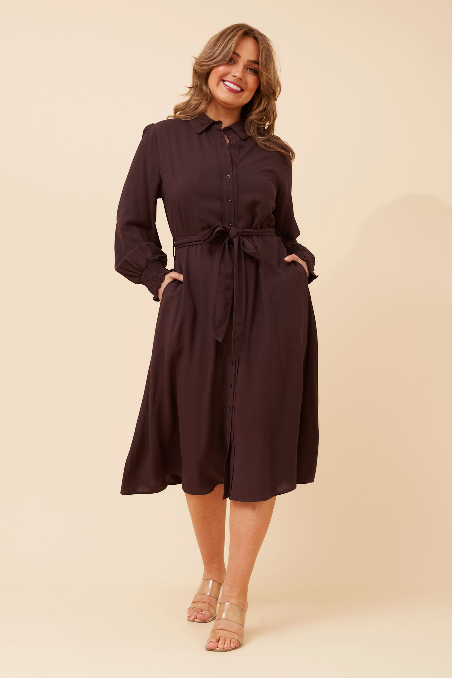Sariya Midi Shirt Dress Chocolate D526443