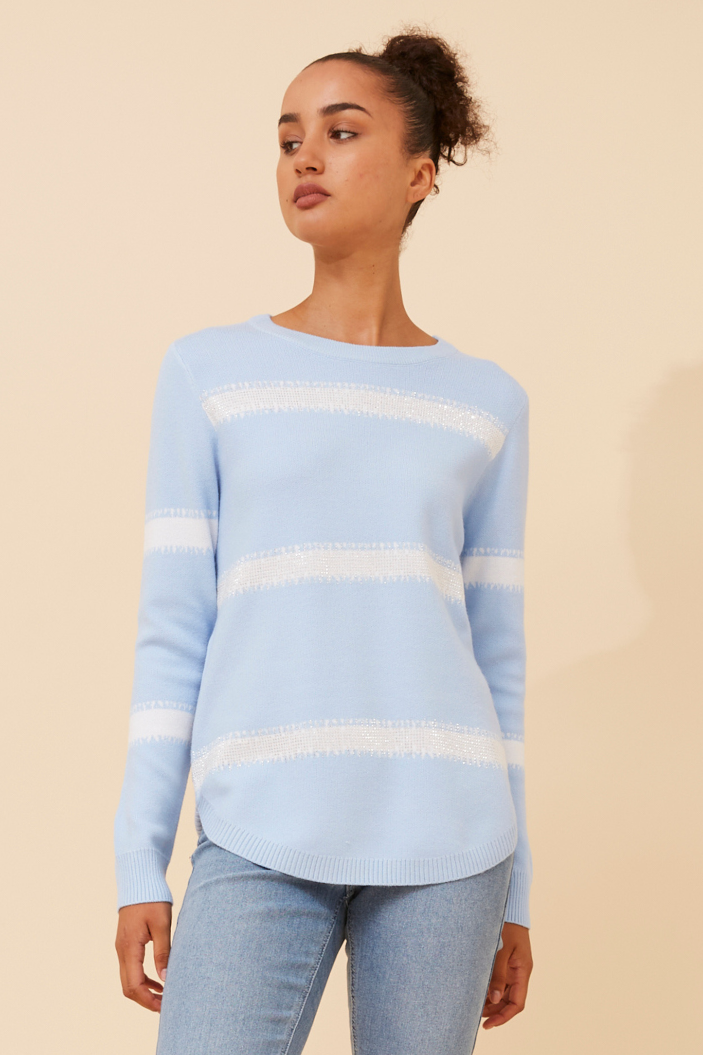 Olivia Stripe Pullover with Diamante Details KP522531