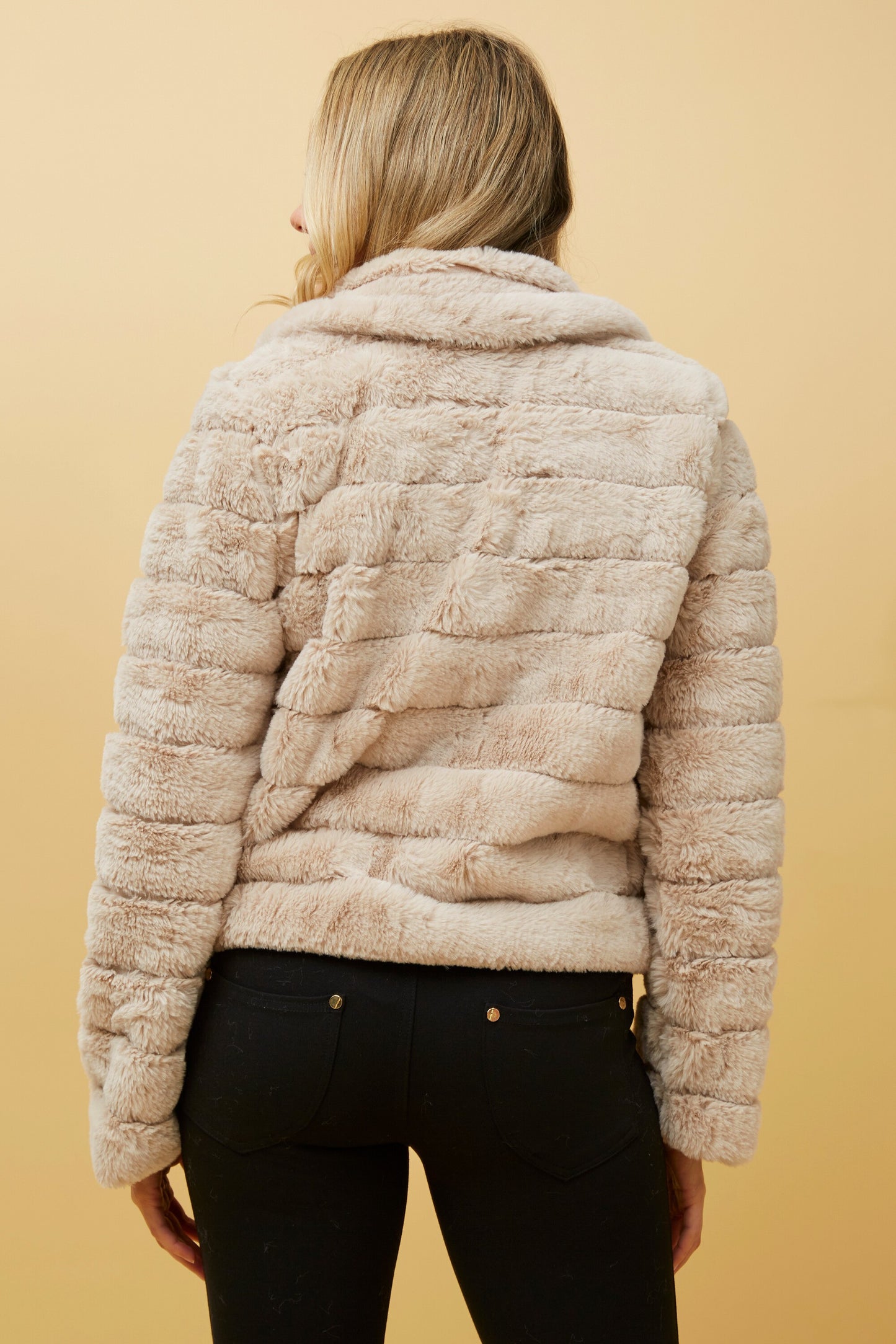 Ava Faux Fur Jacket J511031 Beige