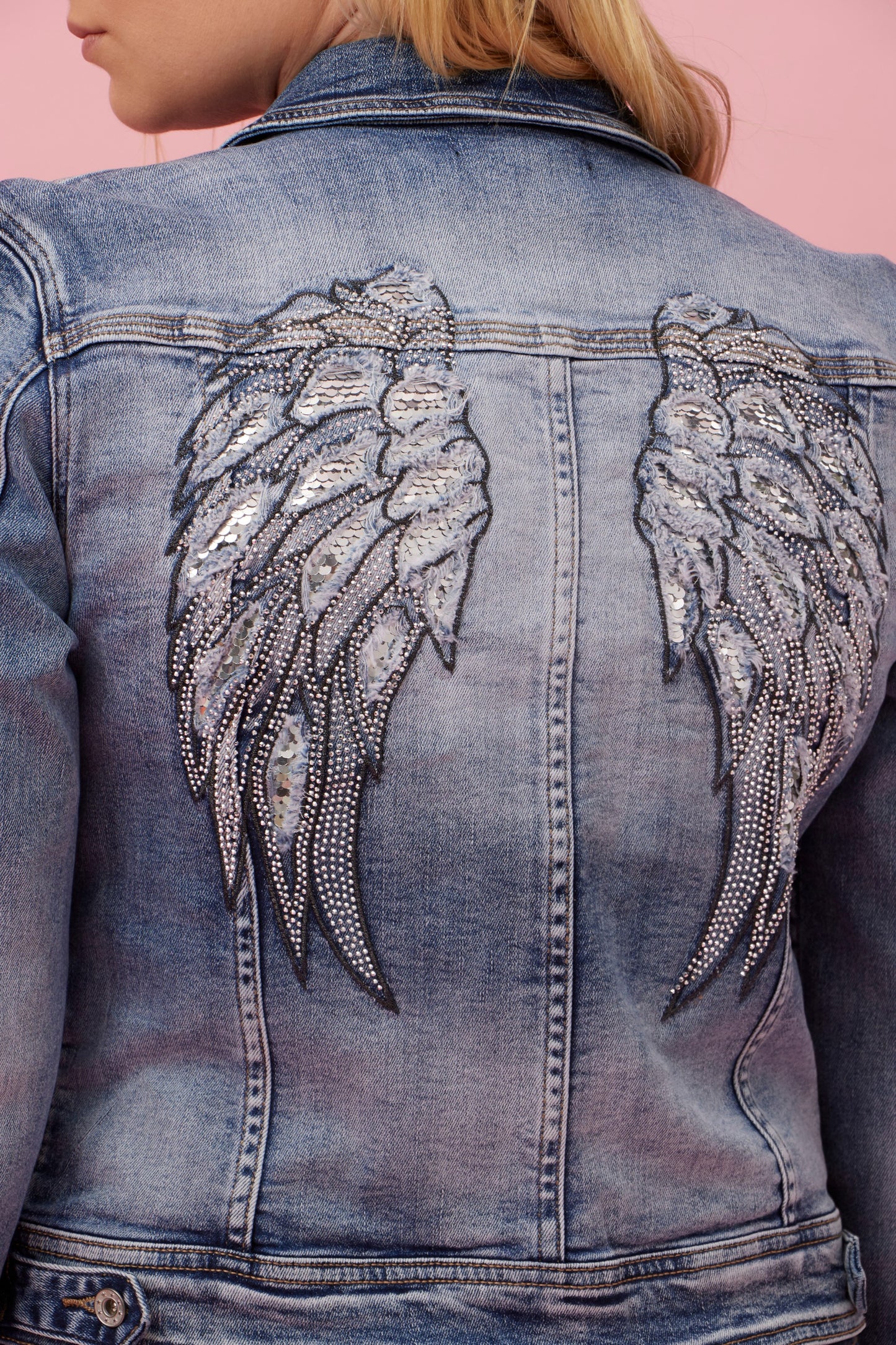 Felma Sequin Wing Denim Jacket J731658