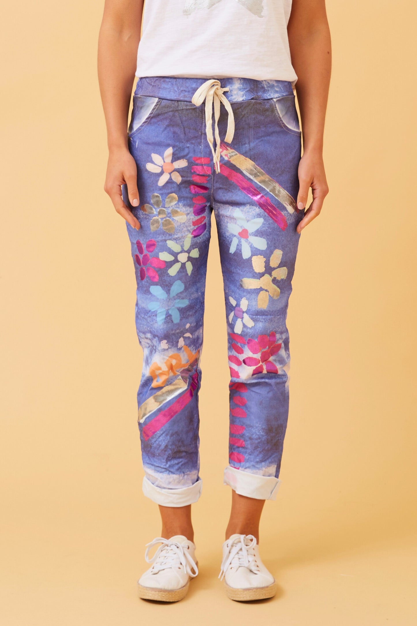 Floral Italian Pant P516173 Navy