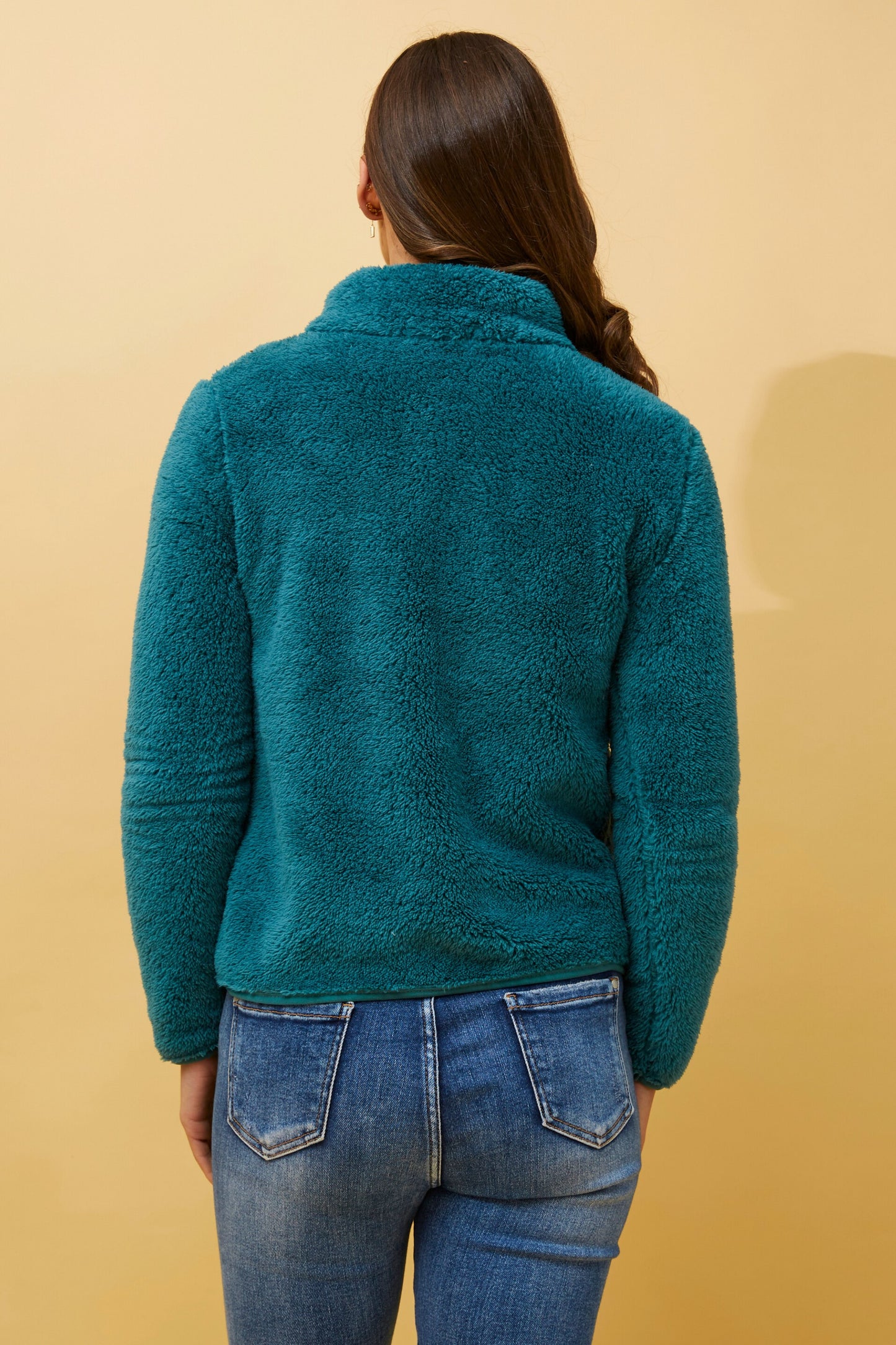 Front FAUX FUR Jacket- Deep Teal J508971