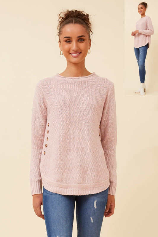 Connie Button Detail Knit - Pink
