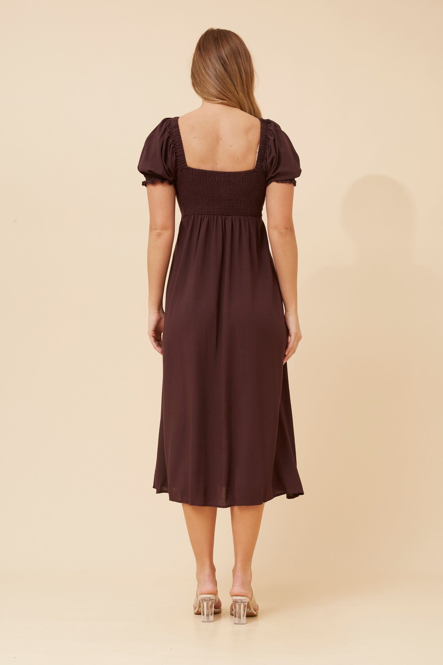 Anne Front Bow Dress - D512961 Chocolate