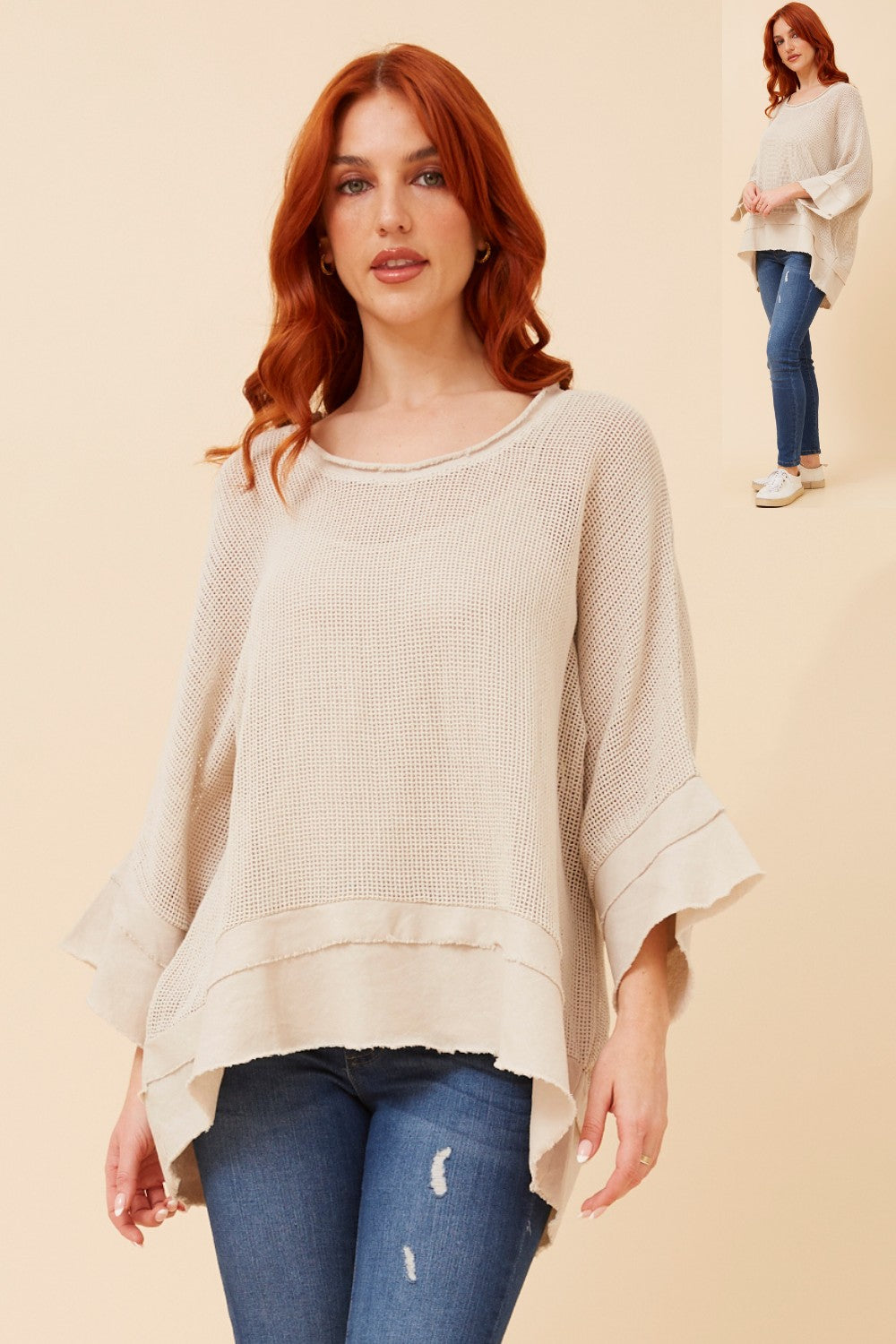 Miya Mesh Italian Top T522434 Linen