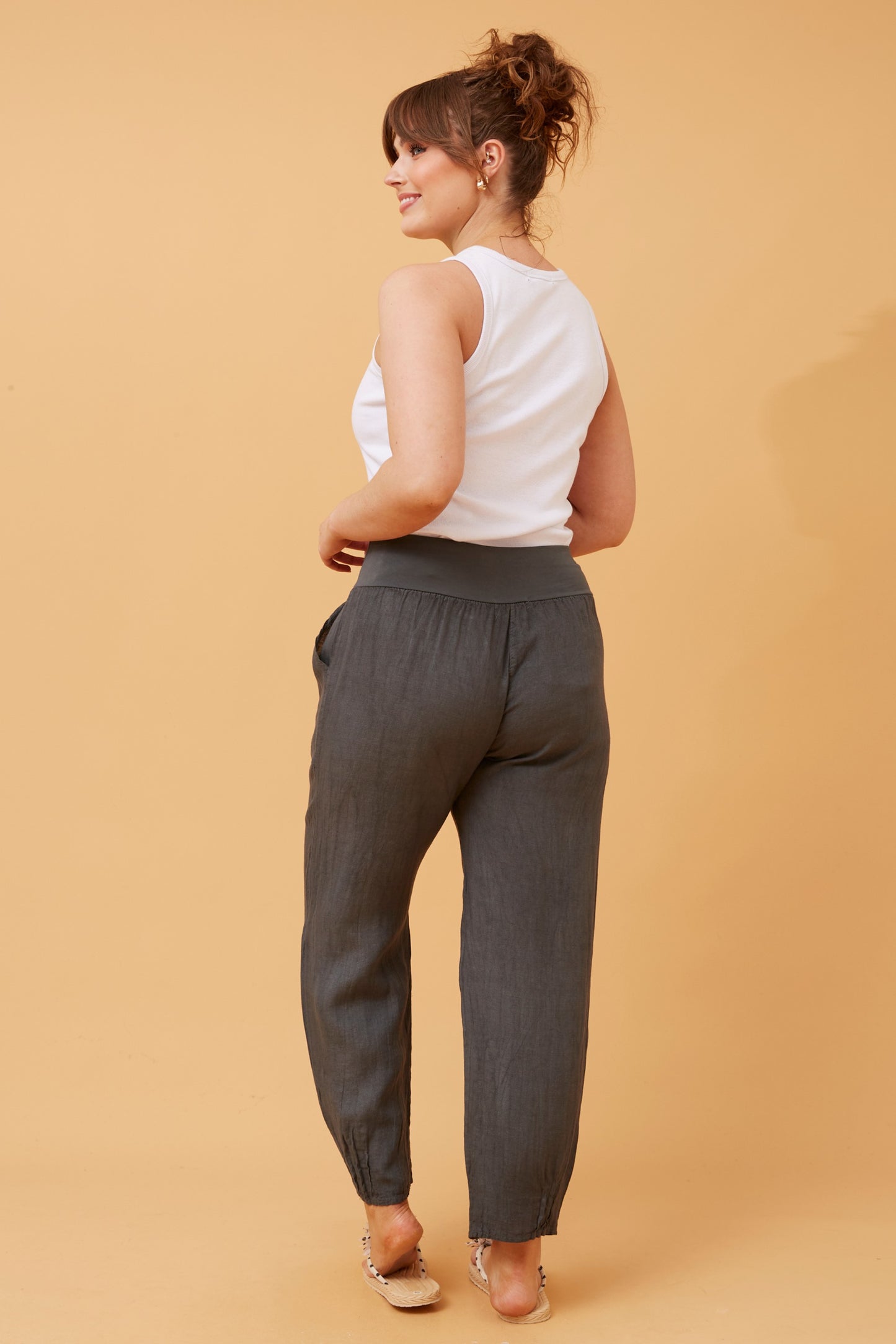 Linen Italian Pant P516694 Charcoal