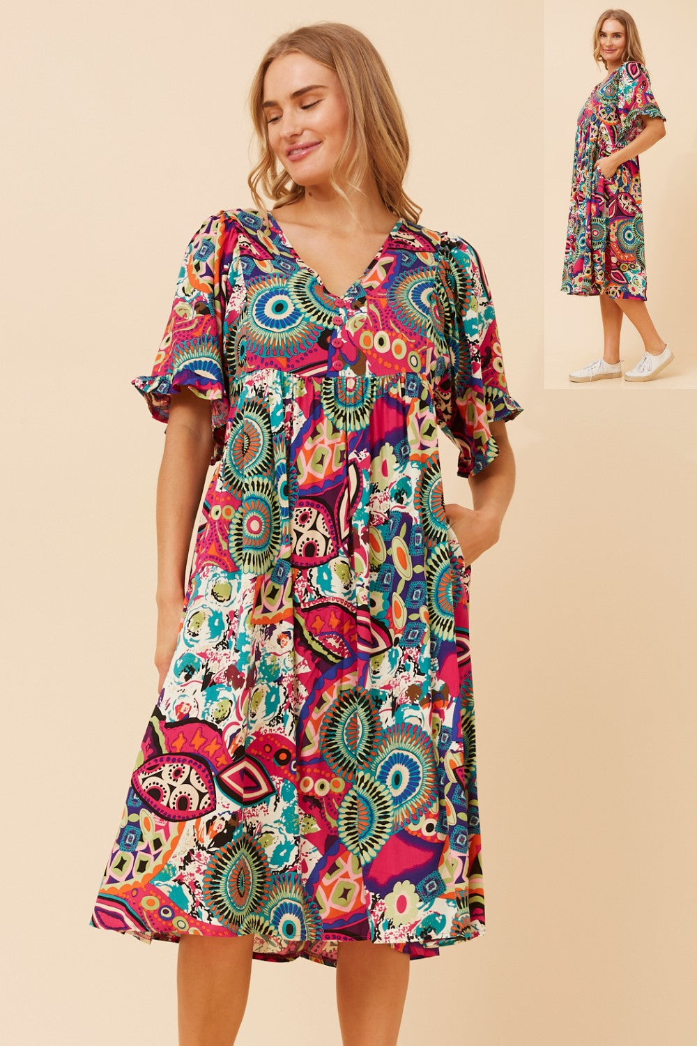 Arabella Abstract Midi Dress D524809