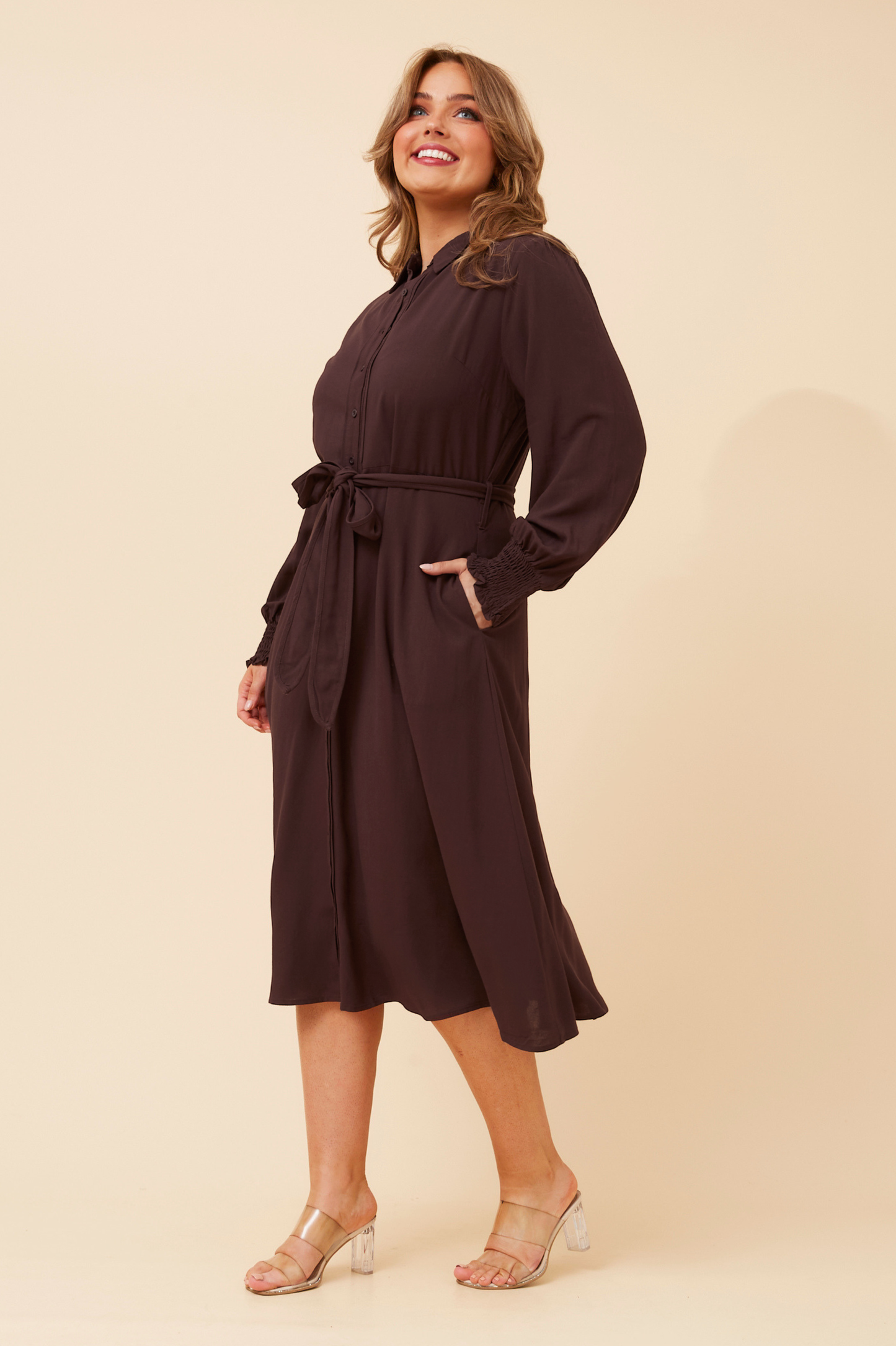 Sariya Midi Shirt Dress Chocolate D526443