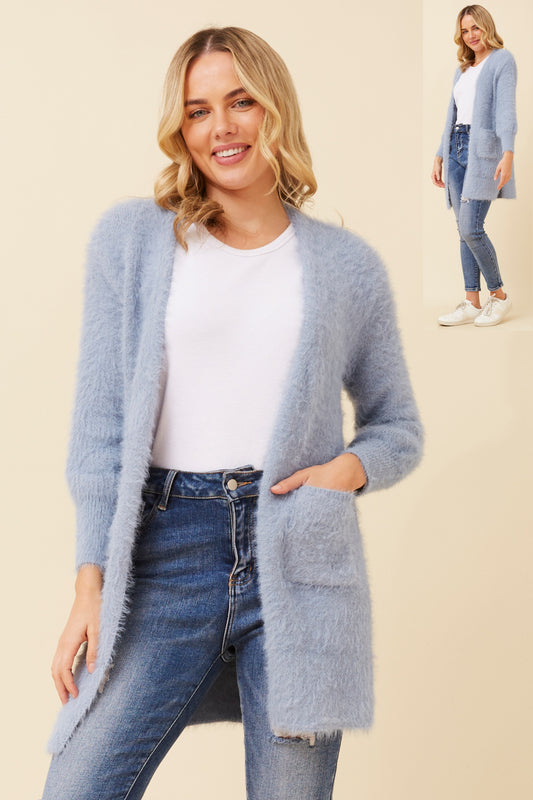 Davie Long Sleeves Eyelash Knit Cardigan KC522871