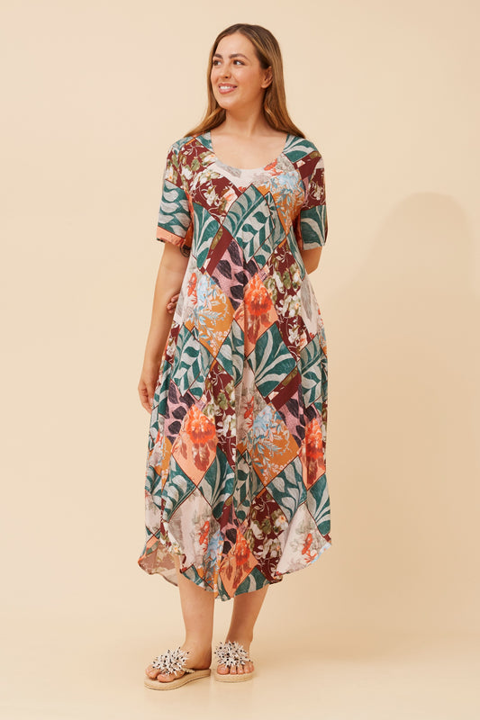Lana Abstract Print Dress D735245 Green