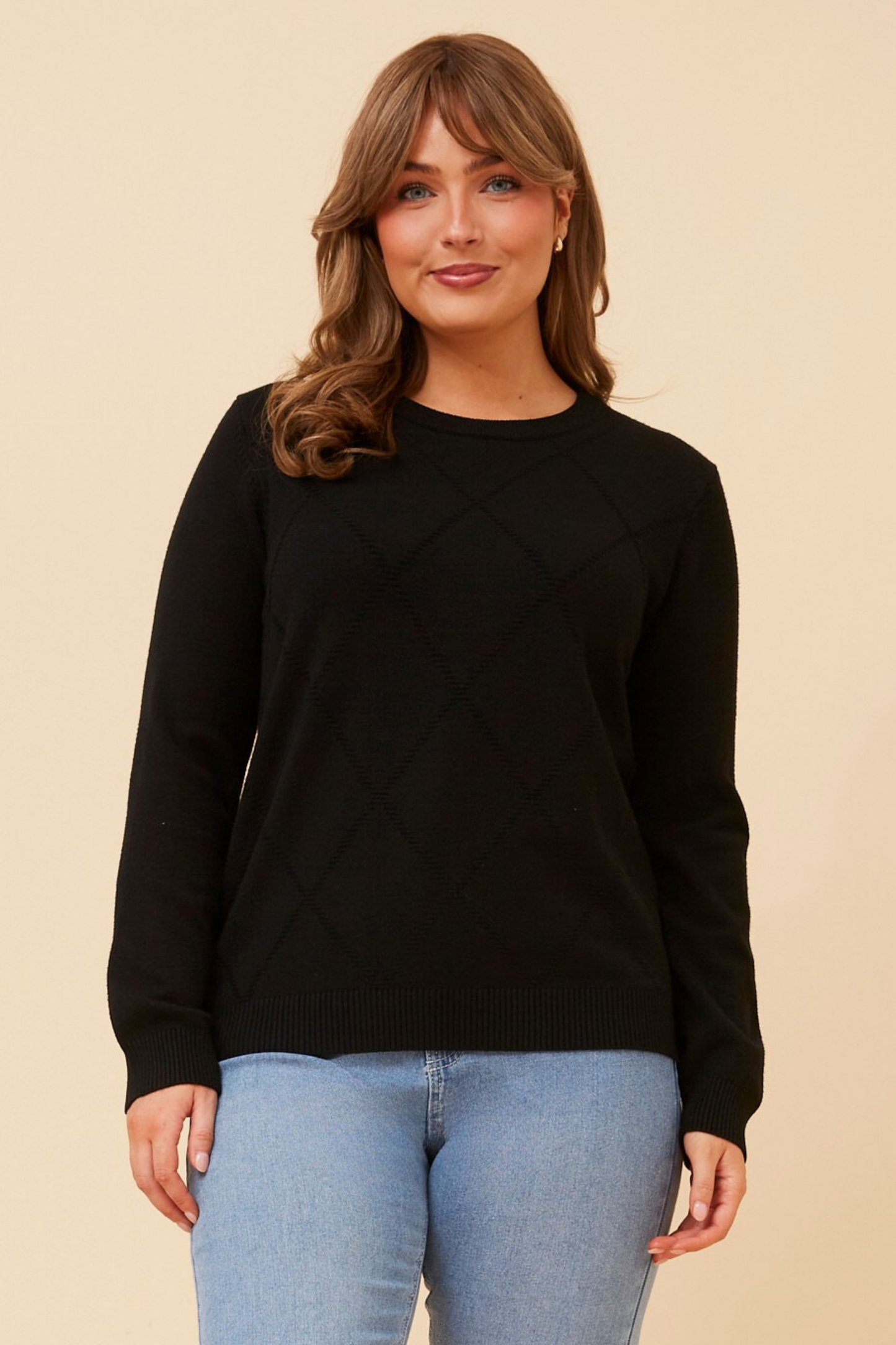 Amyra Diamond Pattern Knit KP522534 Black