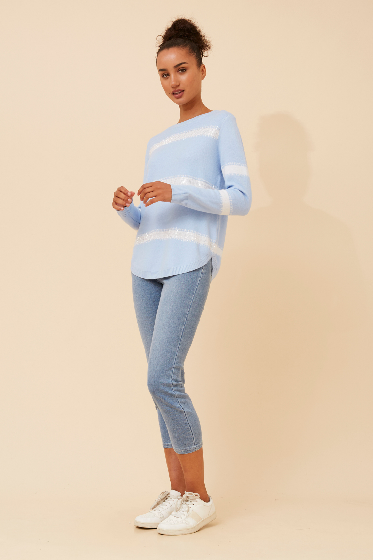 Olivia Stripe Pullover with Diamante Details KP522531