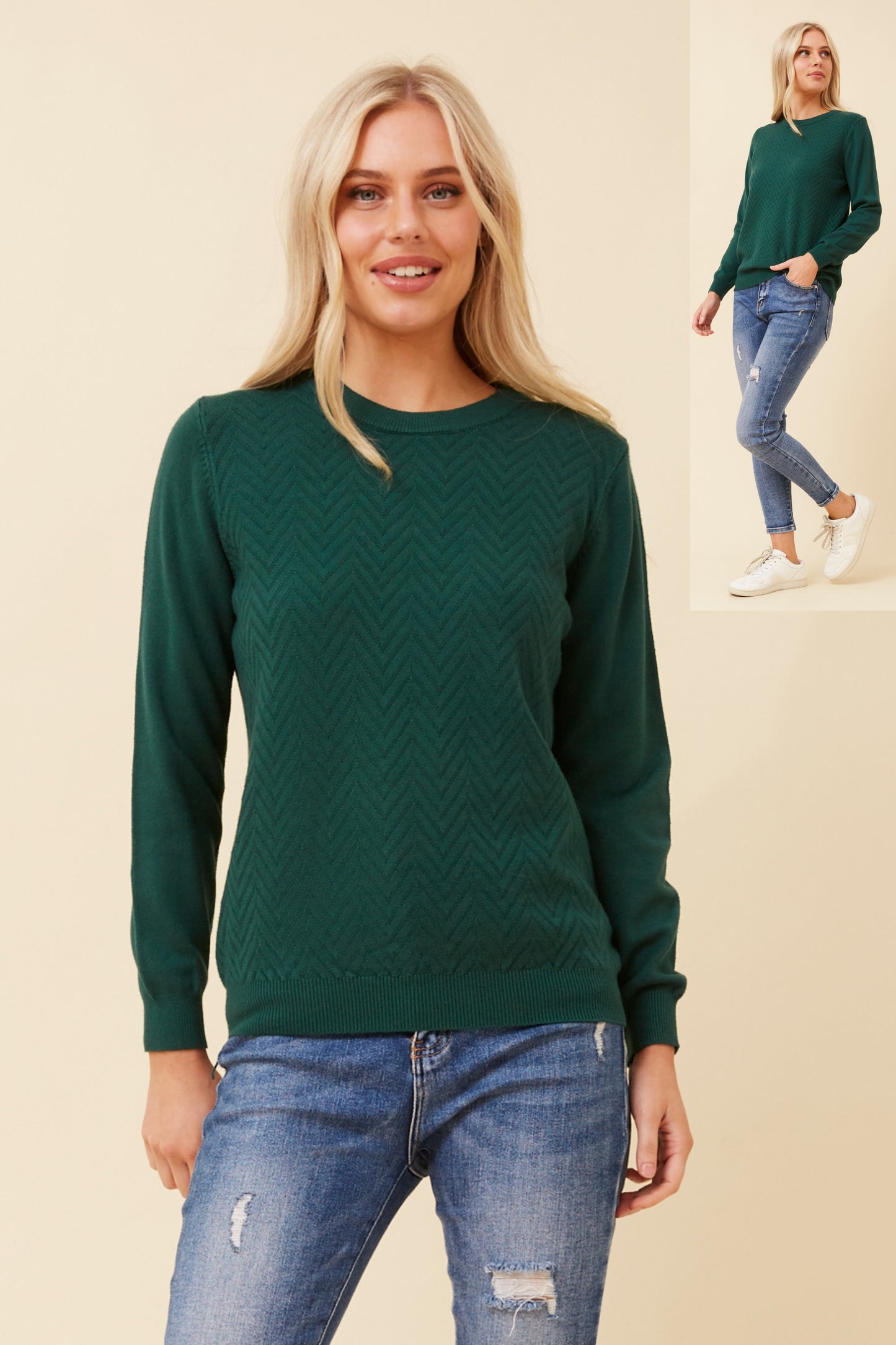Vela Pattern Printed Jumper KP522530 Emerald