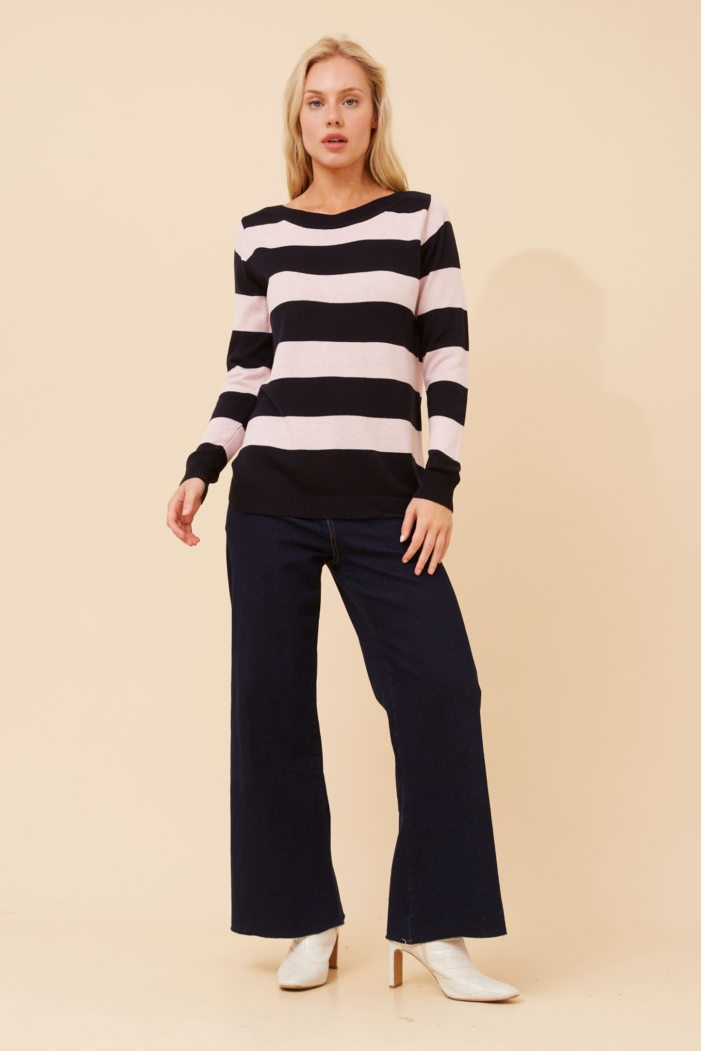 Georgi Stripe Knit KP518385 Navy