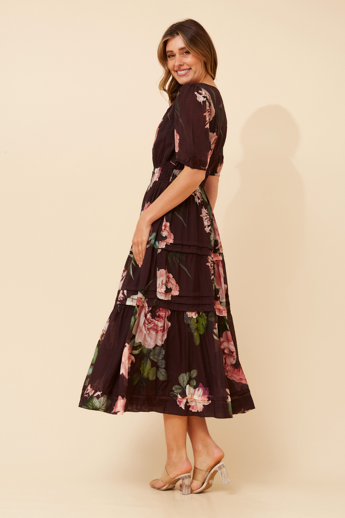 Emberly Floral Dress D737206 Eggplant
