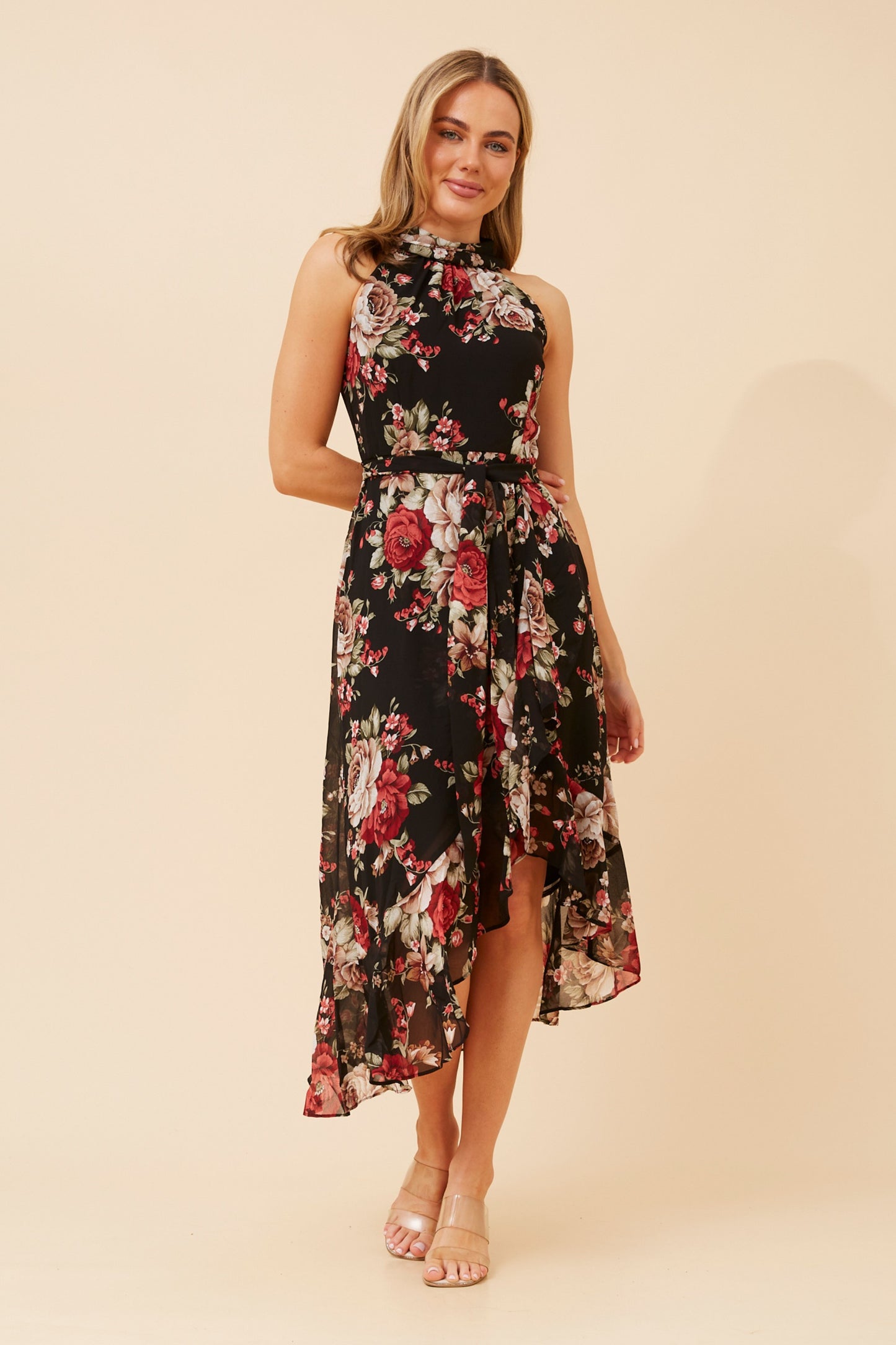 Angie Halter Neck Foil Printed Dress D524570