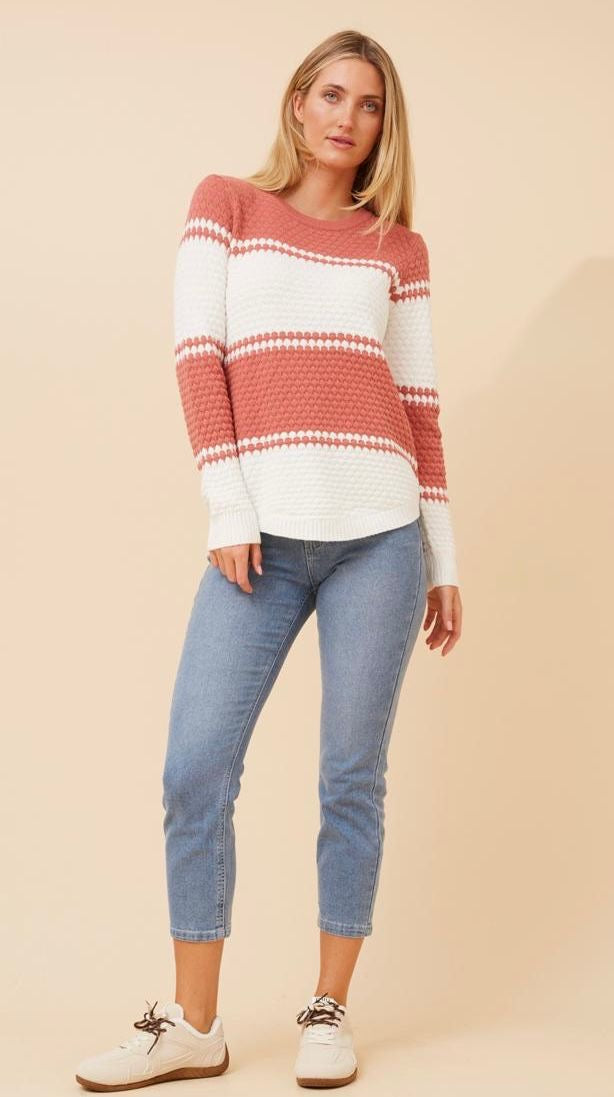 Juliette Stripe Printed Knit KP171740 Rosewood