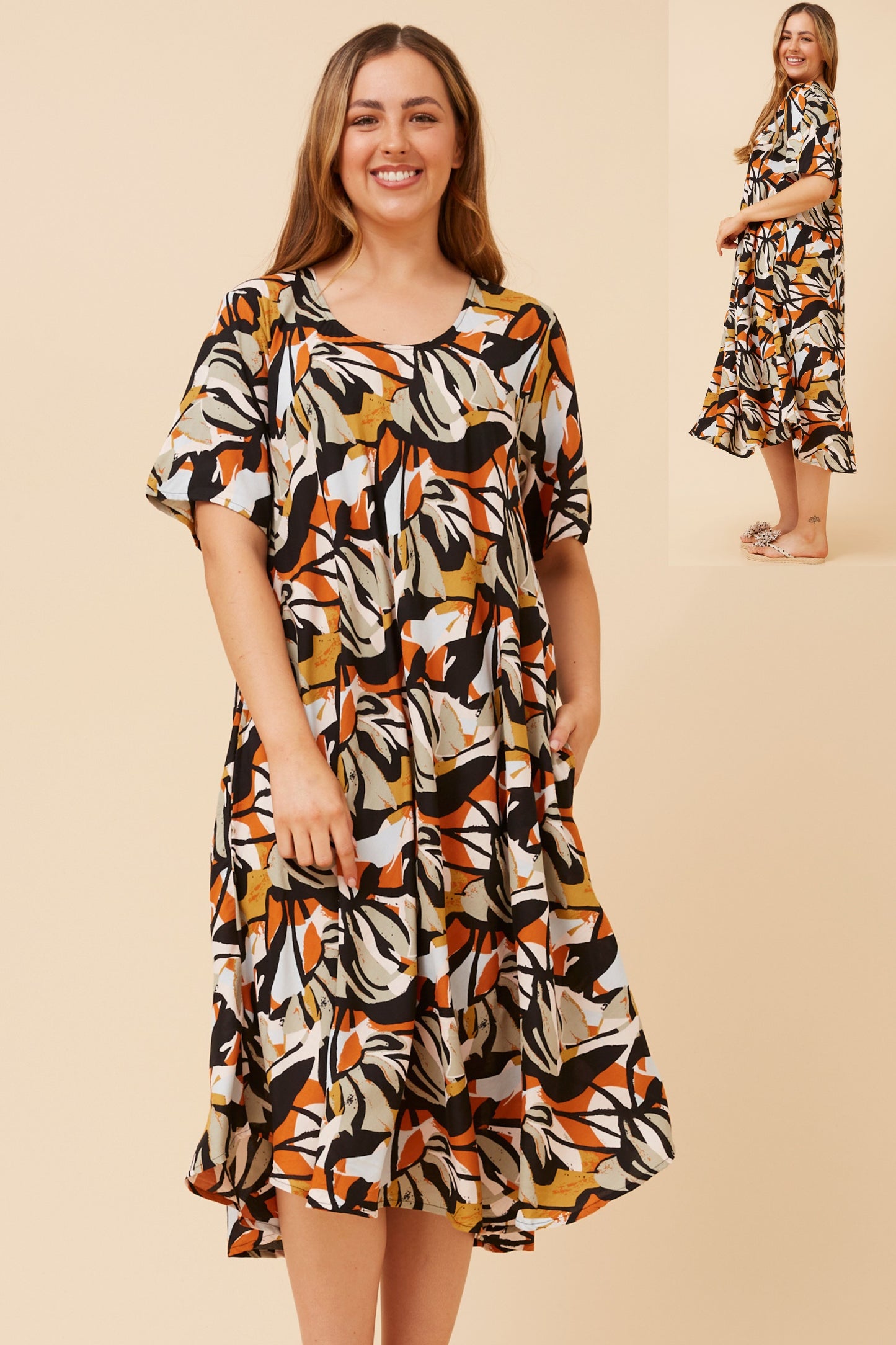 Lana Abstract Print Dress D524909 Multi Black