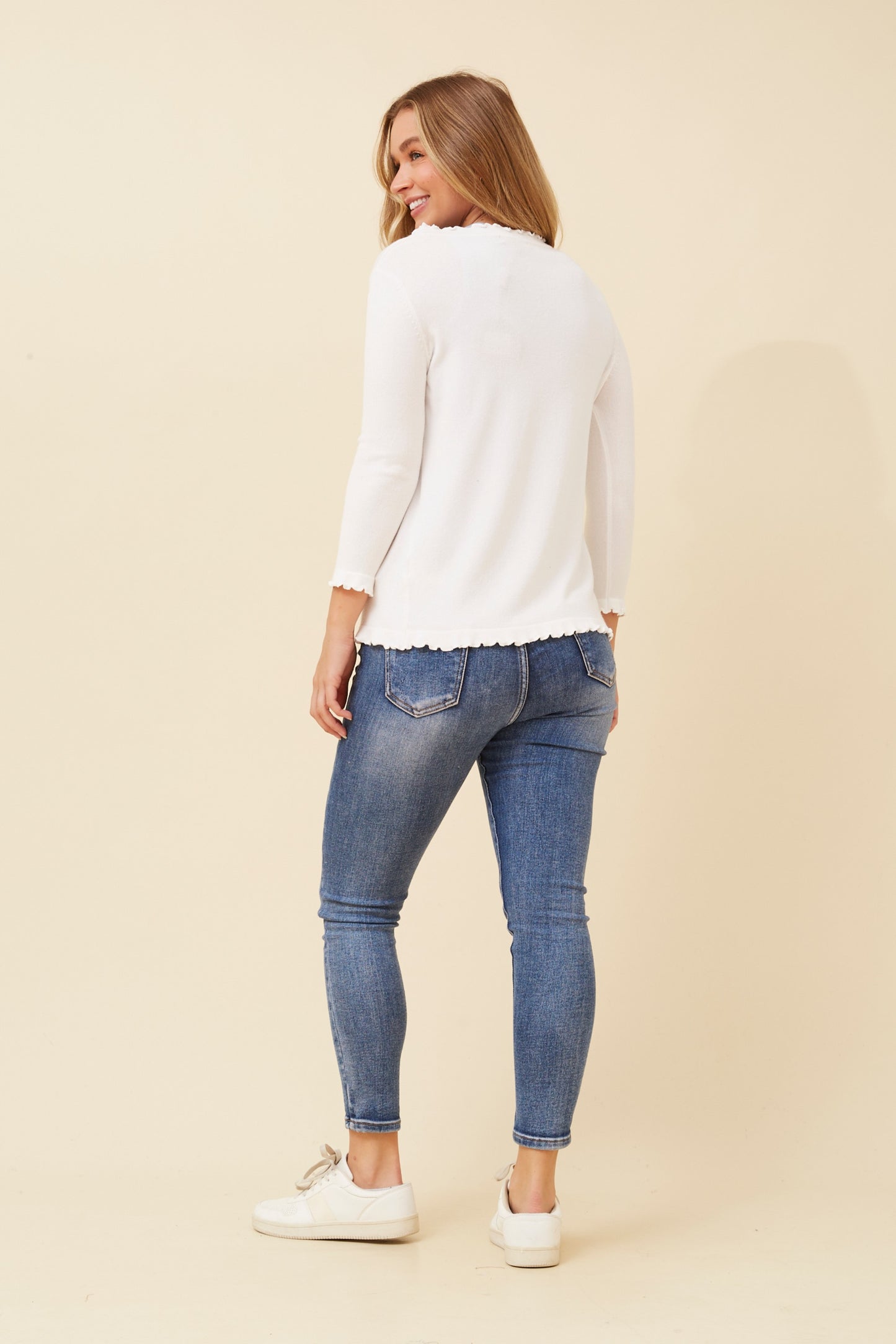 Alix Frill Knit Cardigan KC522874 White