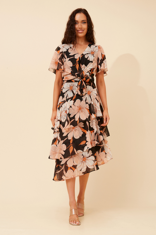 Aveline Floral Dress D527009 Multi Orange