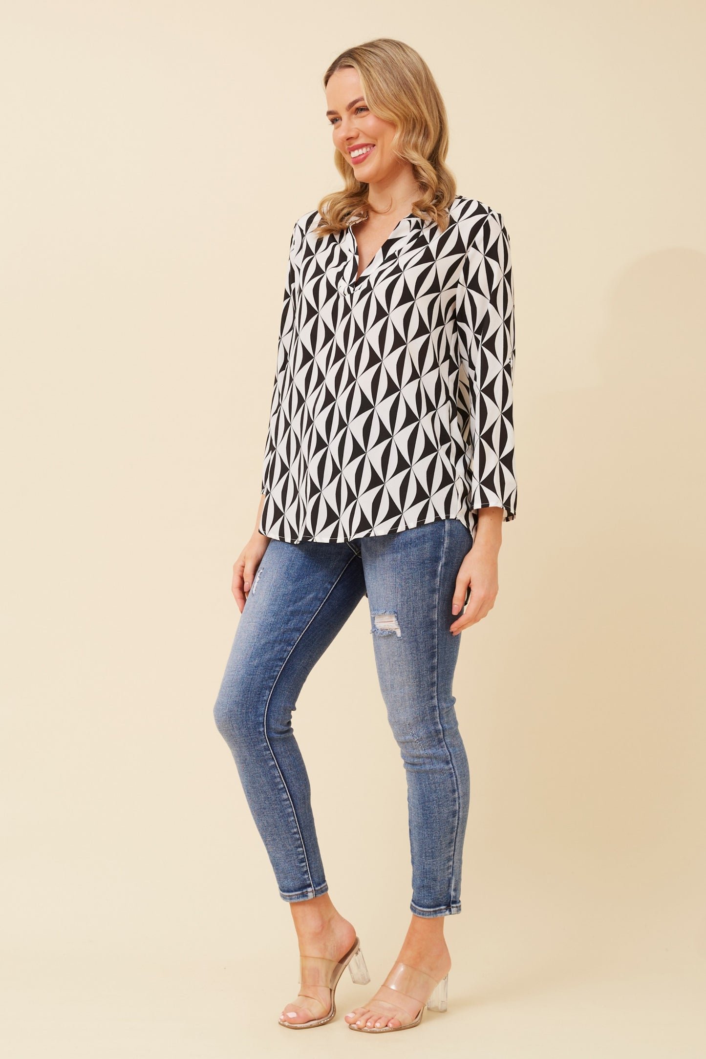 Sin Geometric Print Blouse T520207