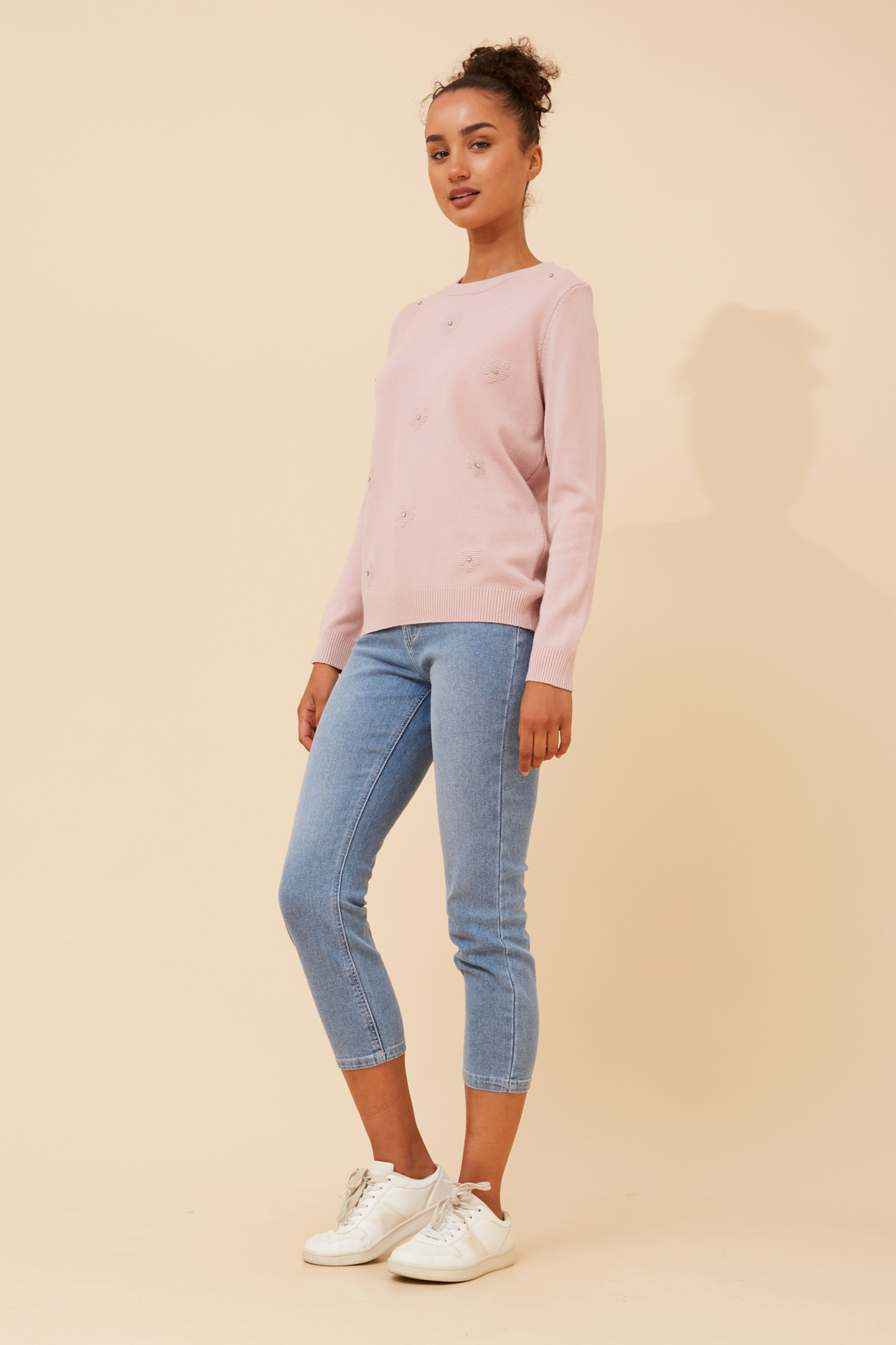 Angie Floral Embellished Knit -Pink KP519089