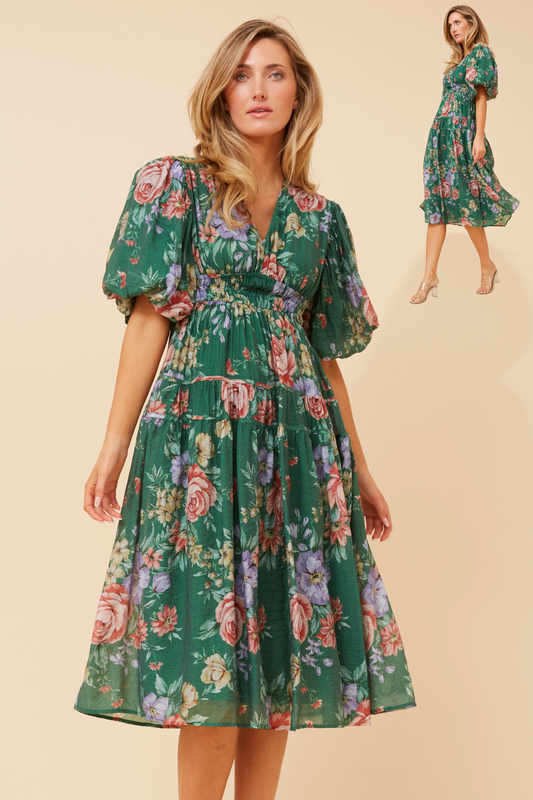 Freya Puffy Sleeves Dress D736293 Green