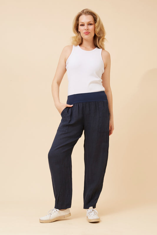 Linen Italian Pant P516694 Navy