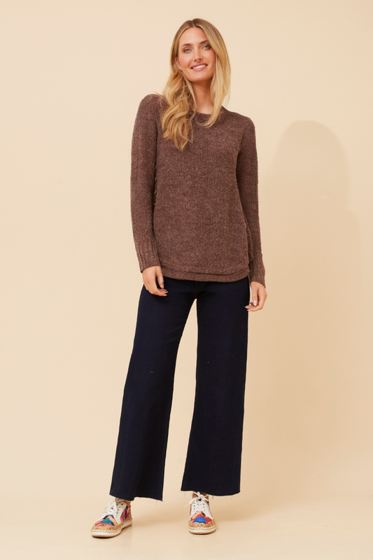 Jerry Button Detail Knit KP508431 Chocolate