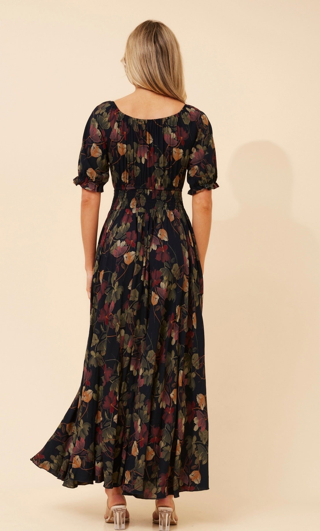 Molly Floral Boho Maxi Dress- Navy D526825