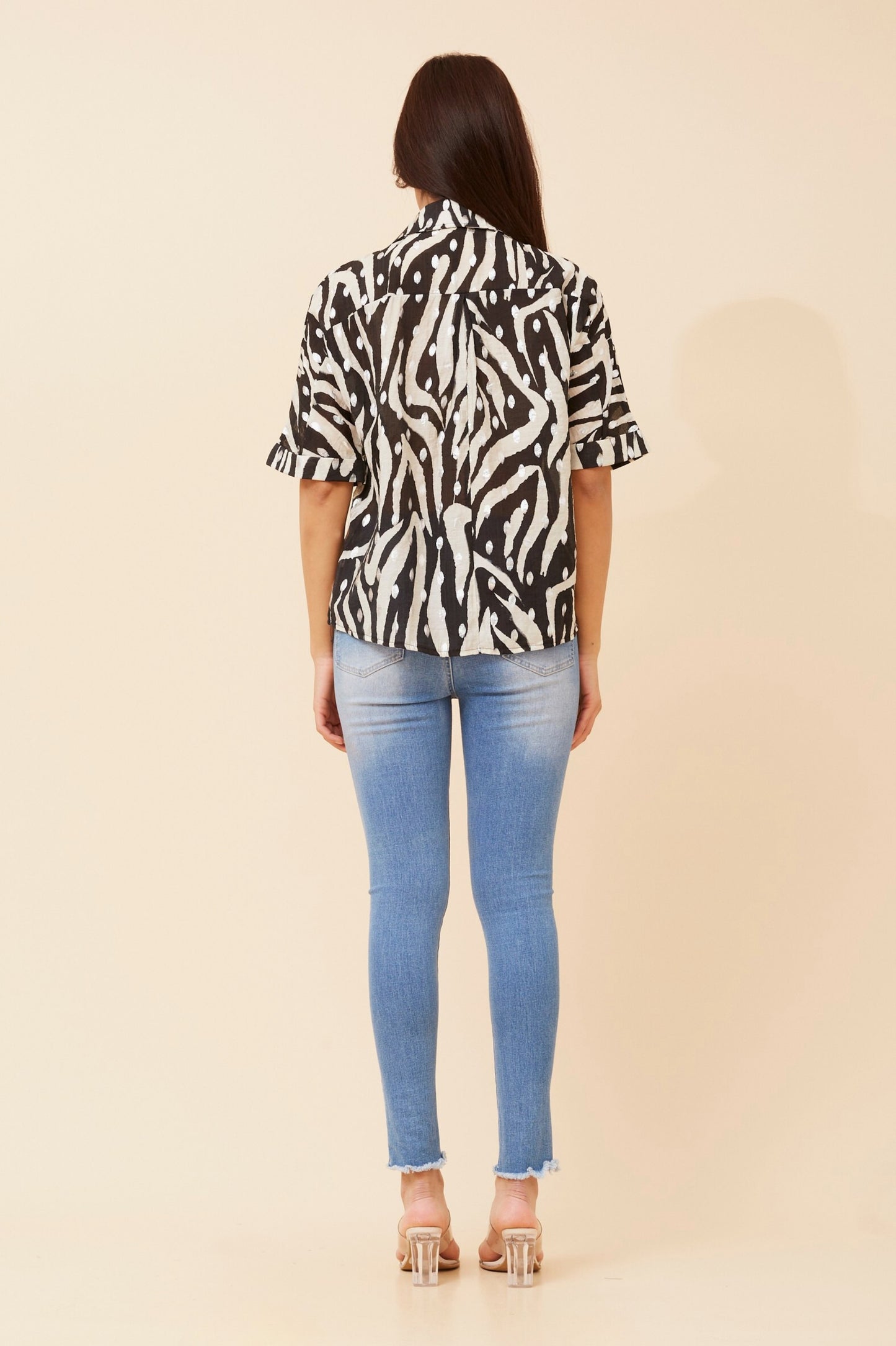 Myka Foil Print Top T523405 Black