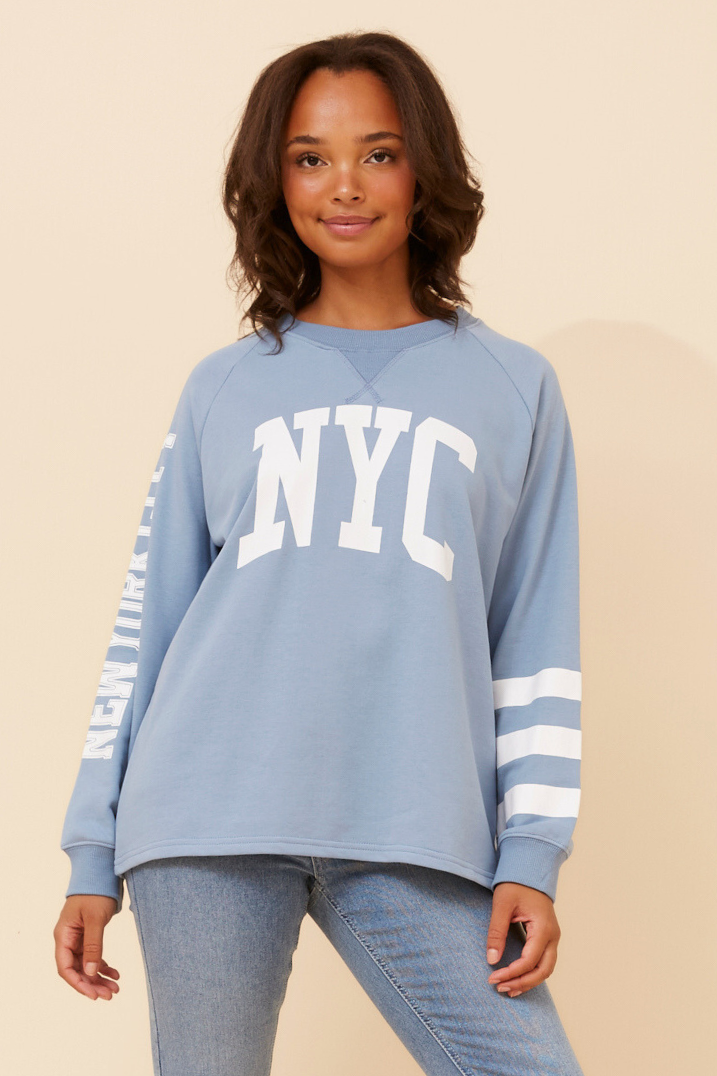 NYC Graphic Print Fleece T516348 Blue Jeans